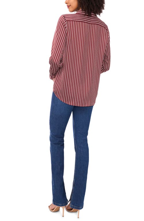 Vince Camuto Satin Long Sleeve Button-up Shirt In Brown