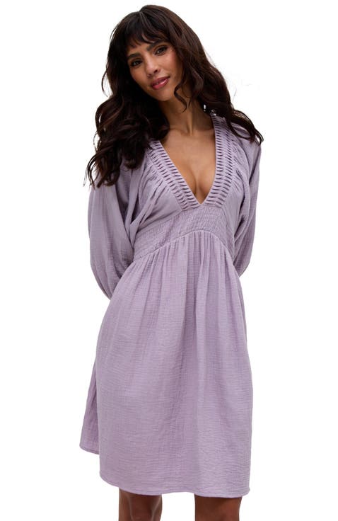 Soipoi Ruched V-Neck Mini Dress