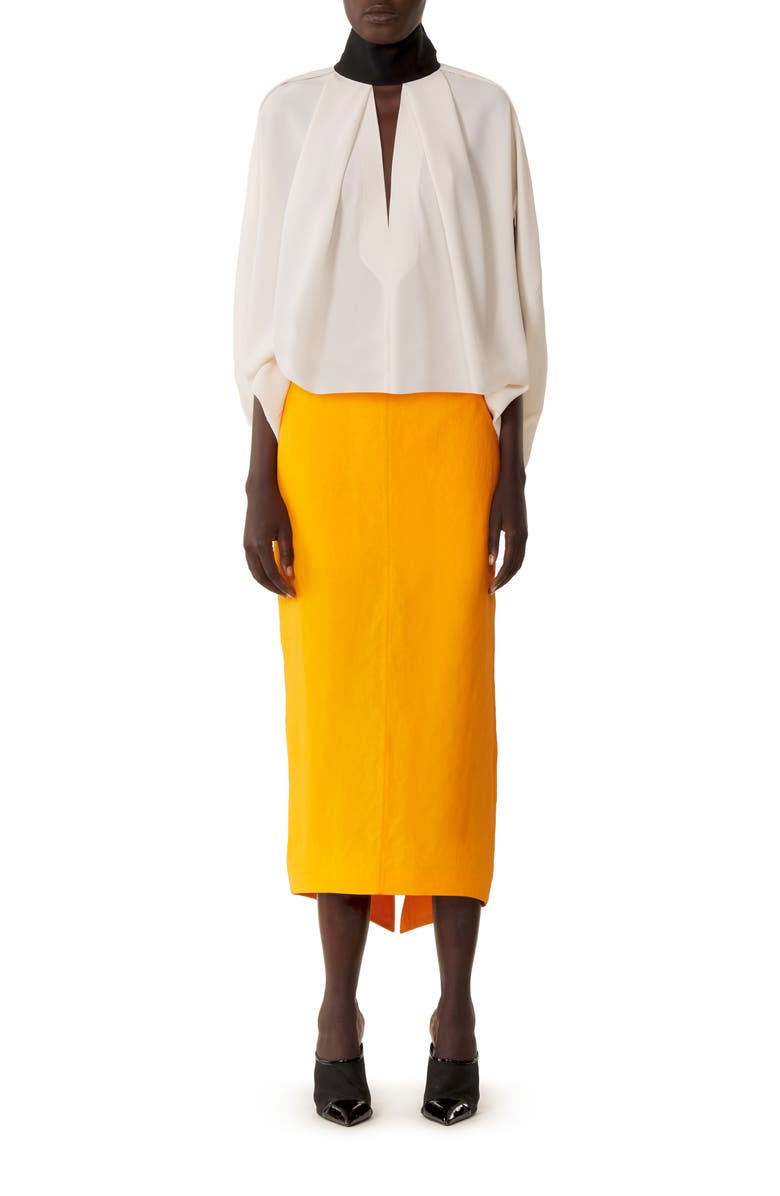 Lanvin Asymmetrical Midi Skirt In Paper And Viscose, Alternate, color, Mandarin