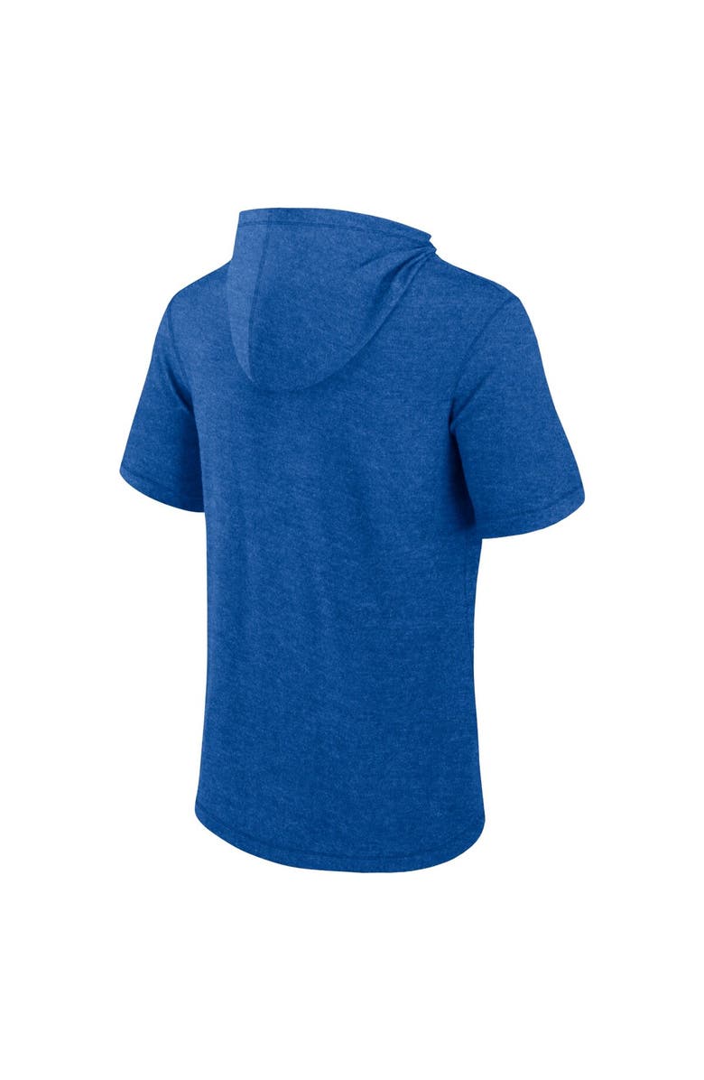 FANATICS Men's Fanatics Heather Royal Los Angeles Dodgers Push Short Sleeve Pullover Hoodie, Alternate, color, 