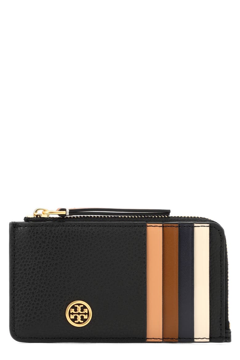 Robinson Pebbled Leather Card Case, Main, color, BLACK
