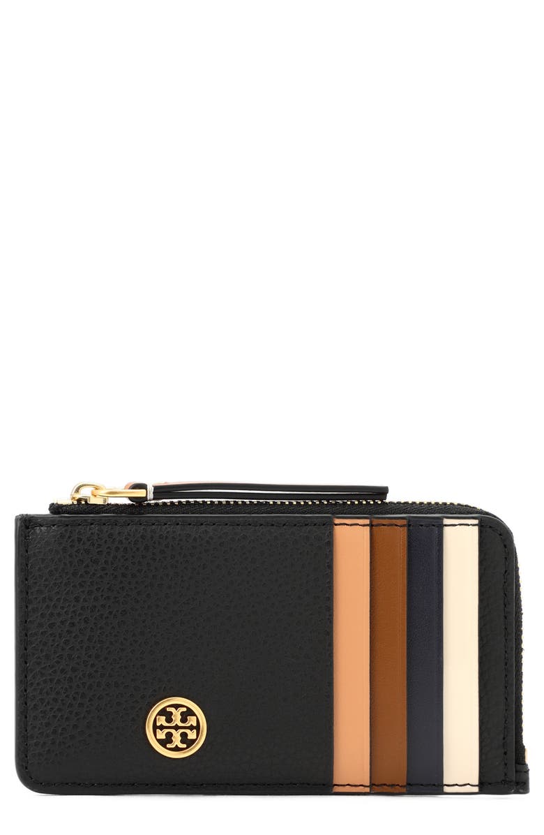 Tory Burch Robinson Pebbled Leather Card Case, Main, color, 
