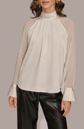 Donna Karan New York Pleated Sheer Sleeve Top