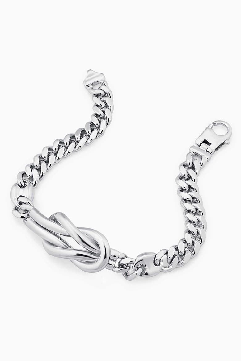 Sterling Silver Infinity Knot Curb Bracelet, Alternate, color, Sterling Silver