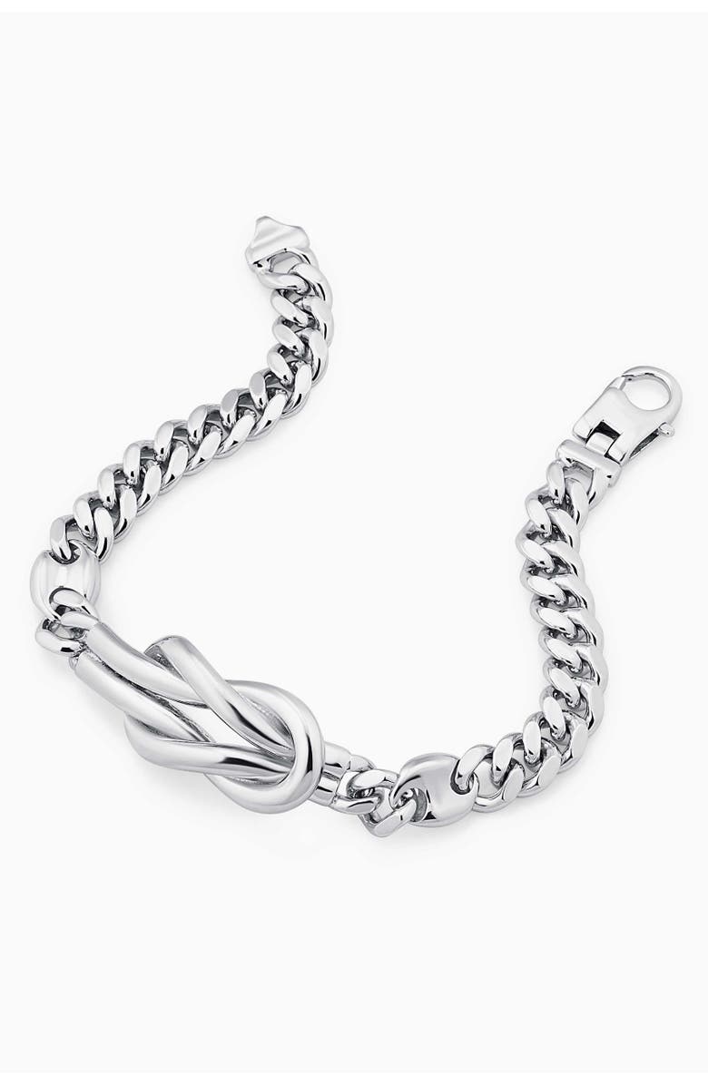 Oradina Sterling Silver Infinity Knot Curb Bracelet, Alternate, color, Sterling Silver