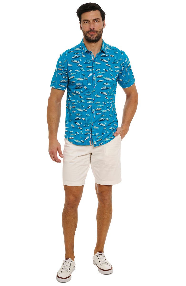 Robert Graham Boat Marina Short Sleeve Button-Up Shirt, Alternate, color,