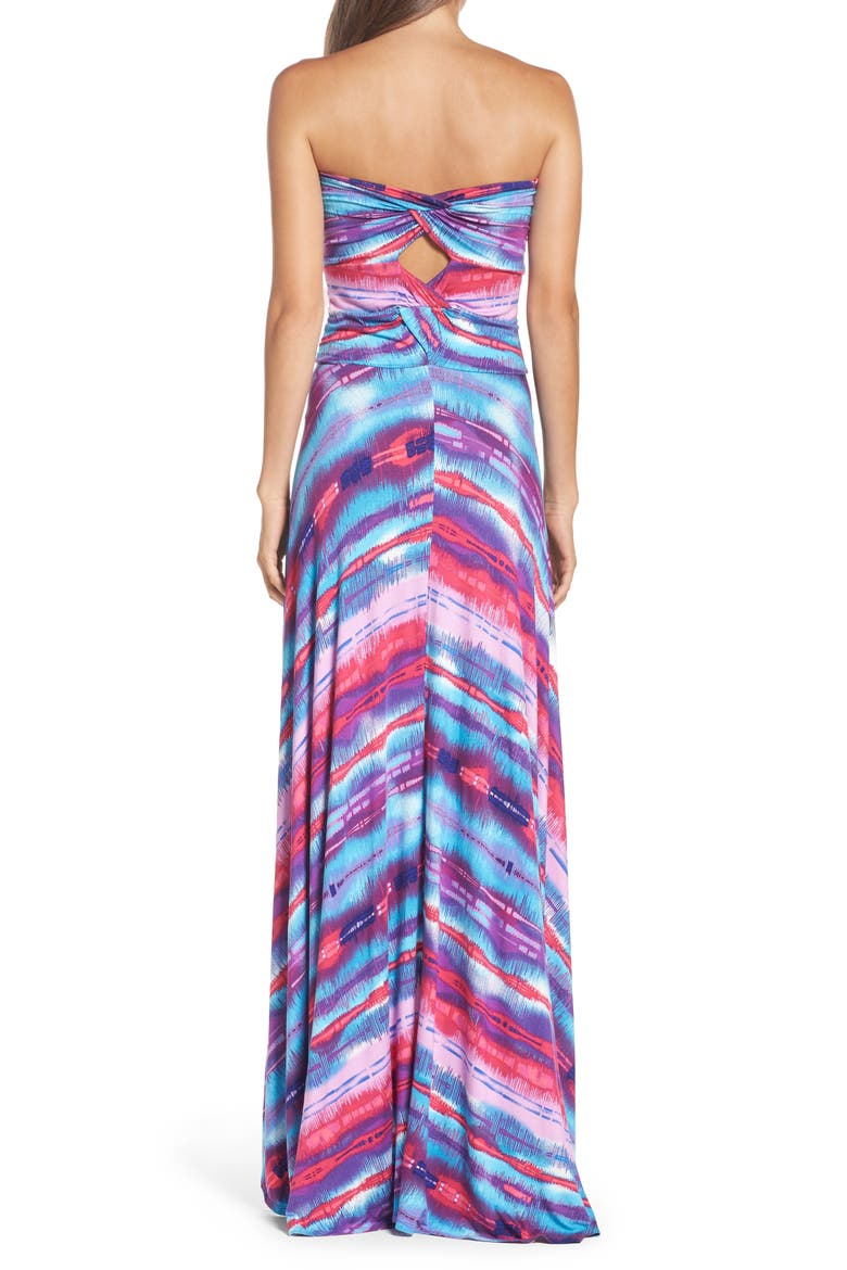 Strapless Neon Print Maxi Dress (Nordstrom Exclusive), Alternate, color, BLUE MULTI