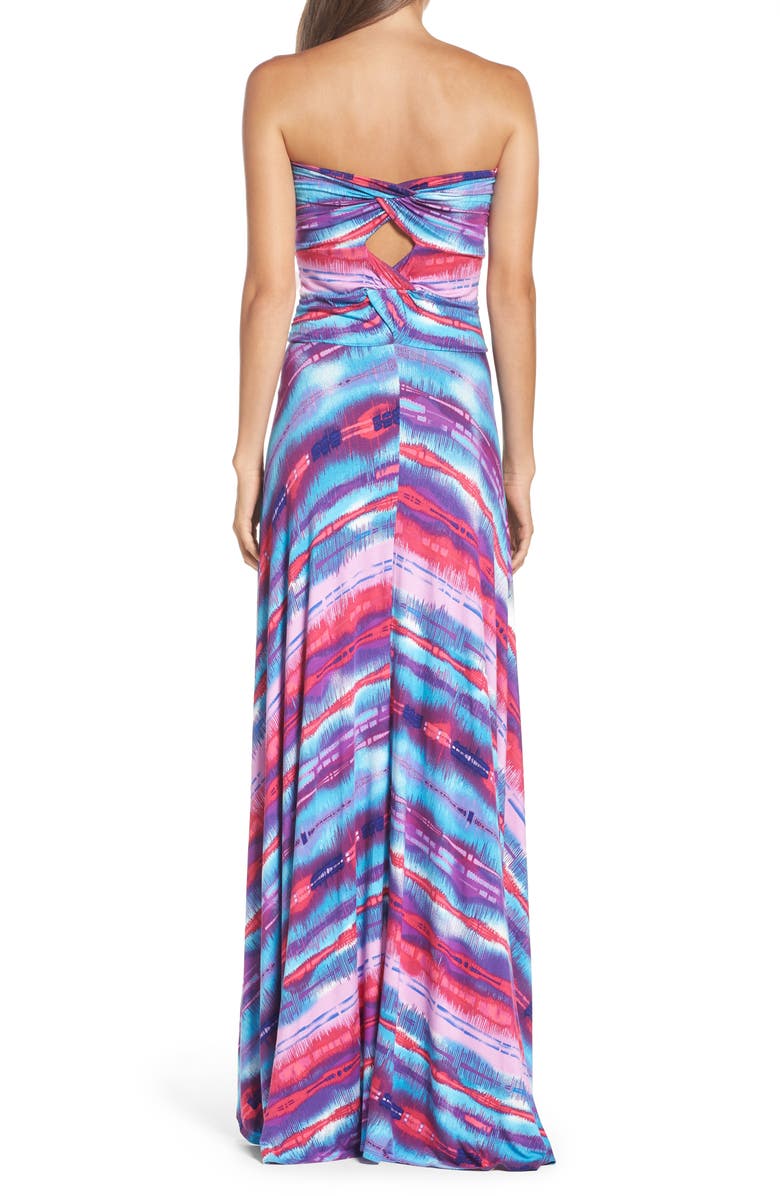 Felicity & Coco Strapless Neon Print Maxi Dress, Alternate, color,