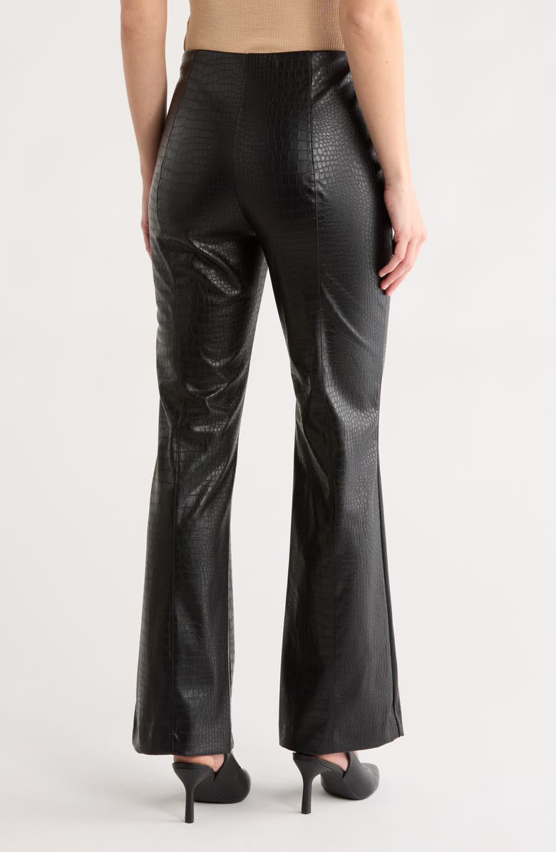JASON WU Croc Embossed Faux Leather Slim Flare Pants, Alternate, color, Black