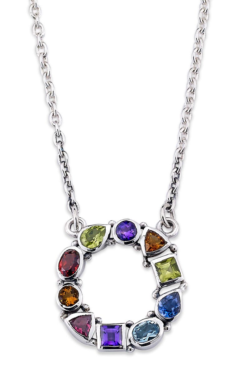 SAMUEL B. Circle Multistone Pendant Necklace, Main, color, Multi