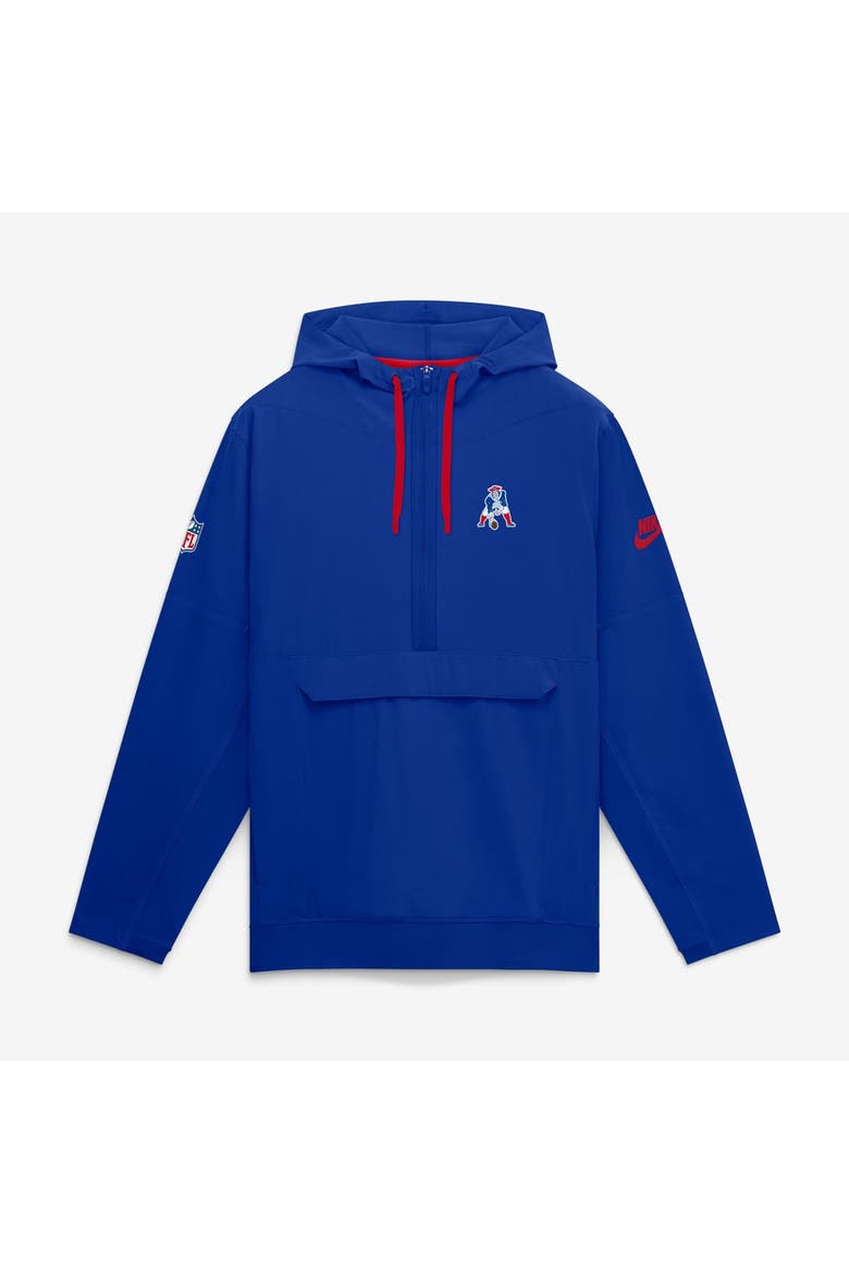 Men's Nike Royal New England Patriots Sideline Broken Rules Alternate Anorak Half-Zip Hooded Jacket, Main, color, Royal