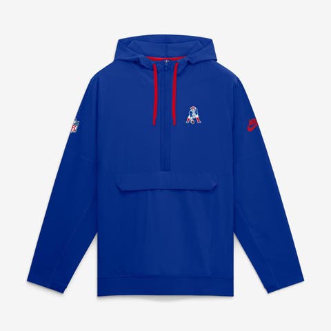 Men's Nike Royal New England Patriots Sideline Broken Rules Alternate Anorak Half-Zip Hooded Jacket