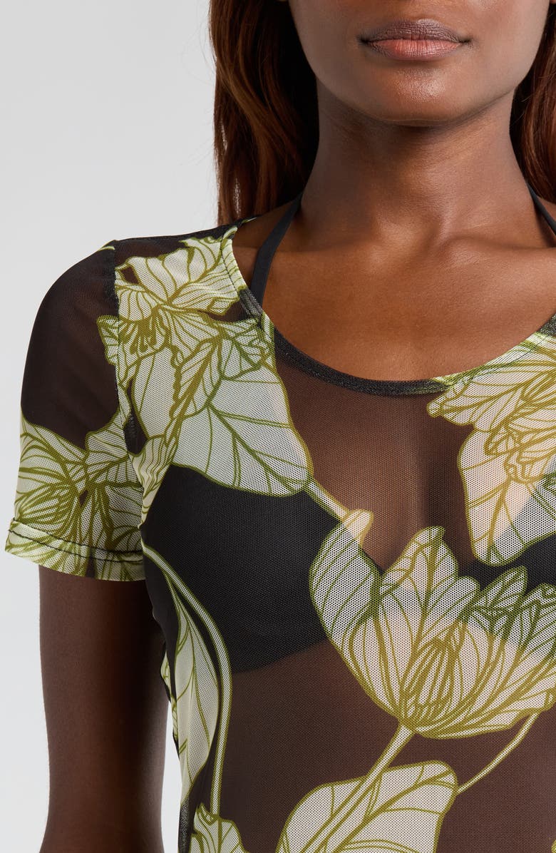 Hutch Floral Mesh Cover-Up Midi Dress, Alternate, color,