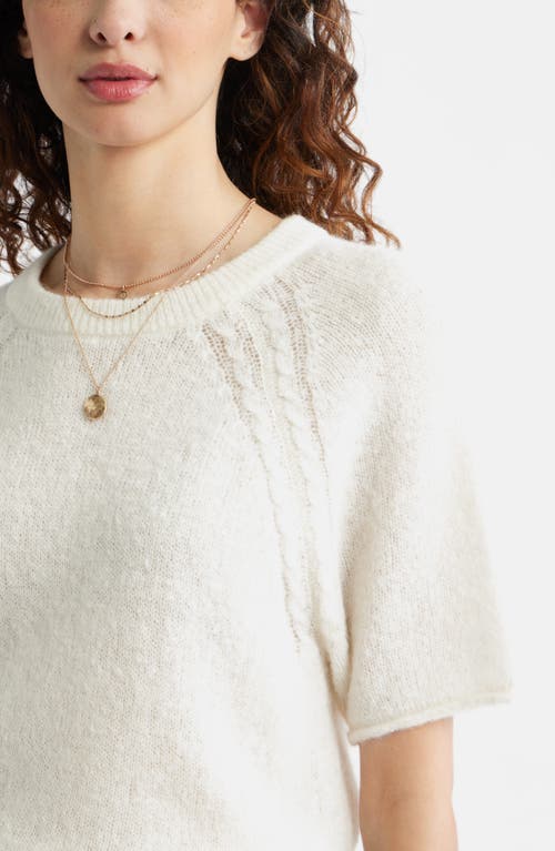 Treasure & Bond Relaxed Short Sleeve Sweater In Neutral
