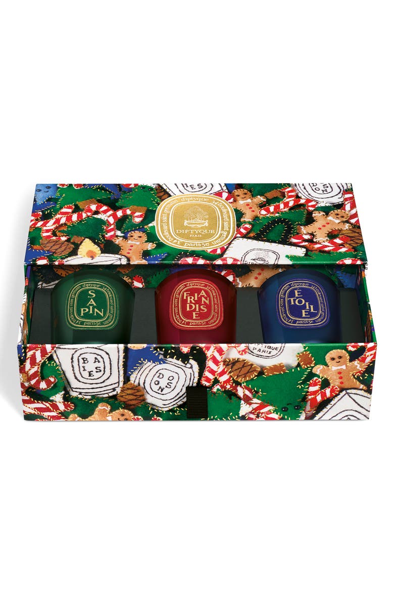 Diptyque Sapin (Pine Tree), Friandise (Sweet Treat) and Étoile (Star) Candle Gift Set, Alternate, color,