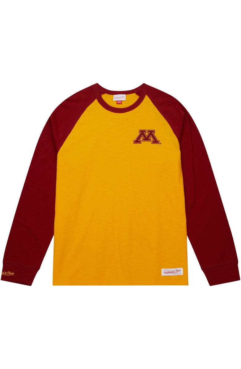 Mitchell & Ness Men's Mitchell & Ness Gold Minnesota Golden Gophers Legendary Slub Raglan Long Sleeve T-Shirt, Alternate, color, Gold