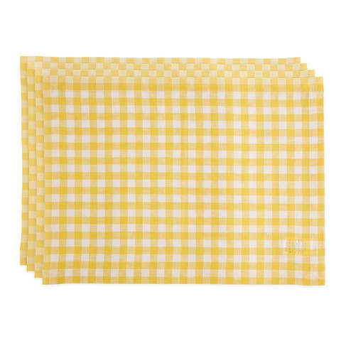 Linen Placemats - Gingham Check, 14" x 19" Inch