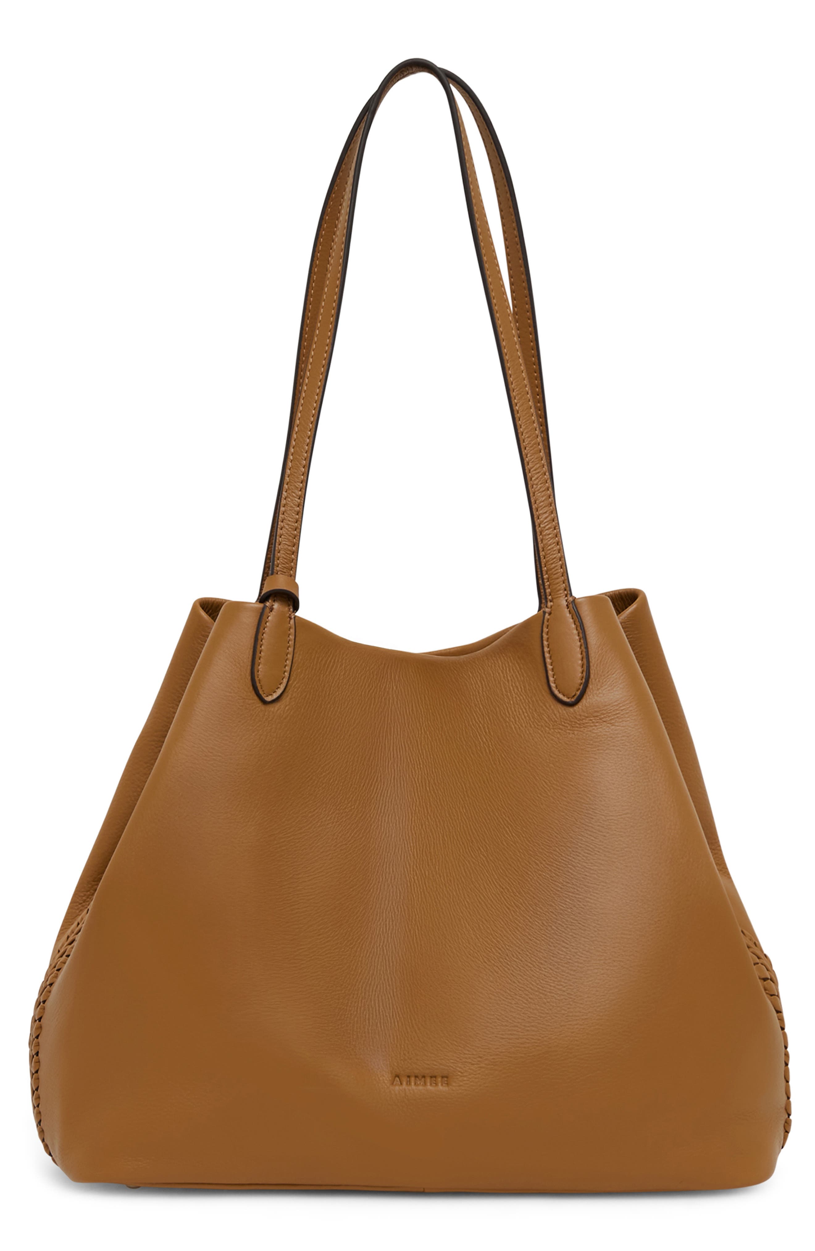 AIMEE All for Love Convertible Leather Shopper Bag, Alternate, color, Latte