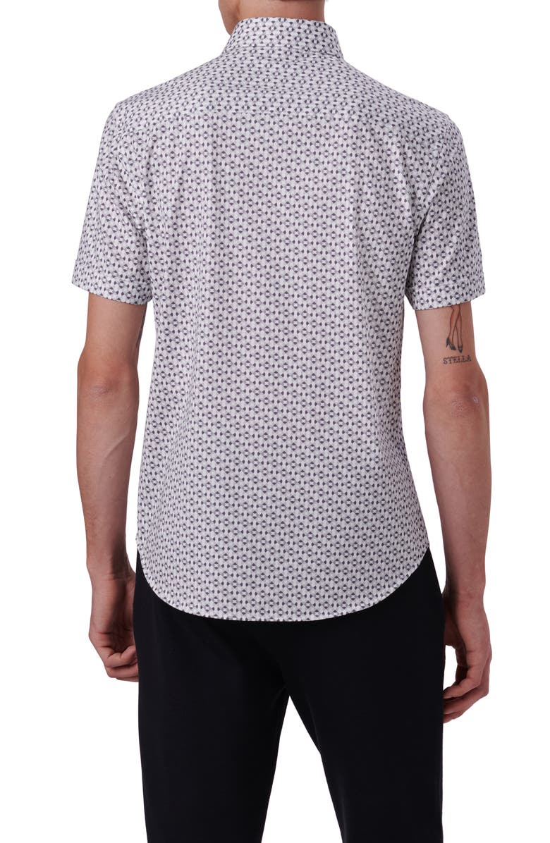 Bugatchi OoohCotton<sup>®</sup> Geo Print Short Sleeve Button-Up Shirt, Alternate, color, 
