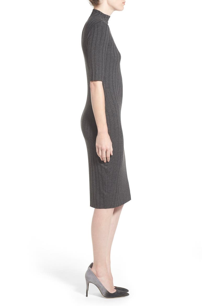 Mock Neck Rib Knit Dress, Alternate, color, ANTHRACITE