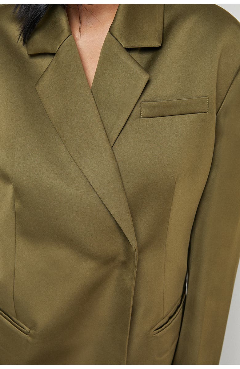 Warehouse Premium Satin Oversized Blazer, Alternate, color, Olive