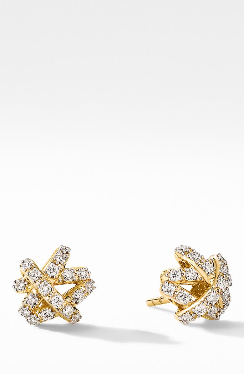 David Yurman Full Diamond Pavé Crossover Stud Earrings, Alternate, color,
