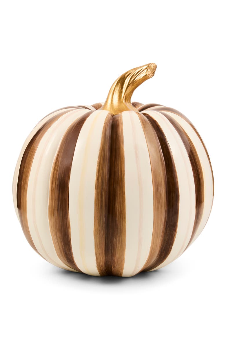 Striped Medium Pumpkin Tabletop Decor, Main, color, BROWN