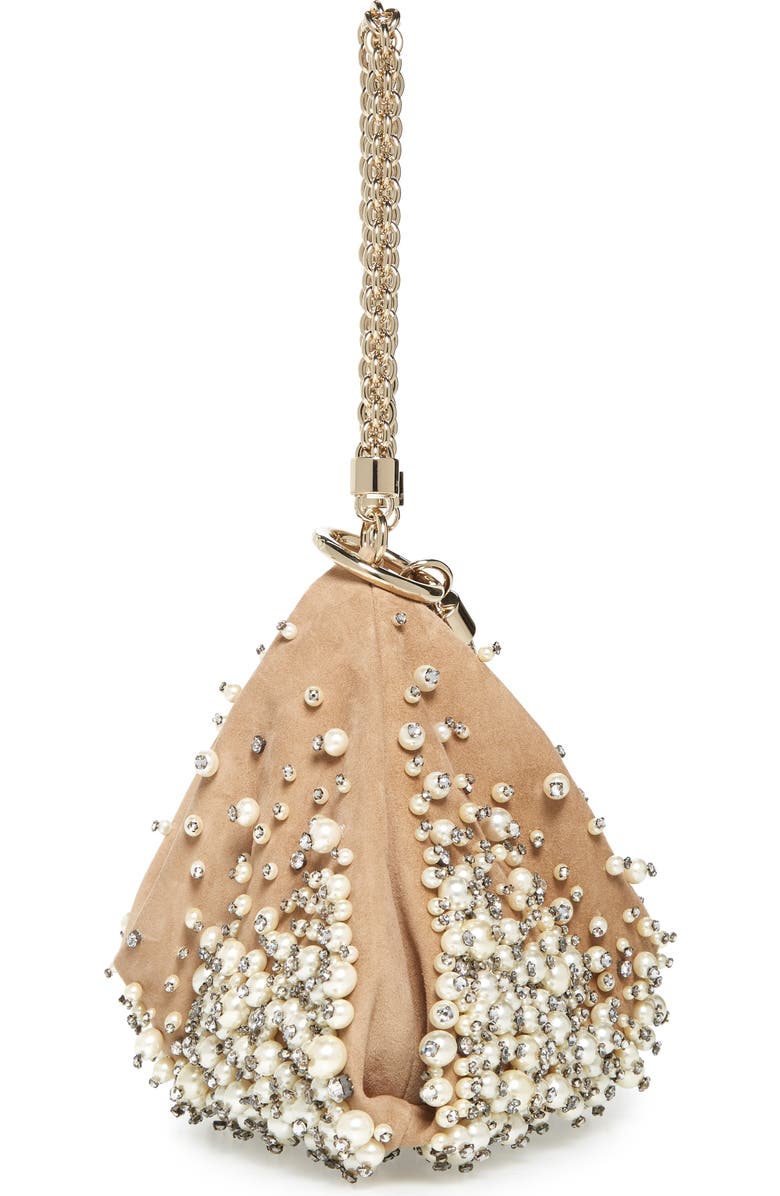 Jimmy Choo Callie Degradé Imitation Pearl Embellished Suede Clutch, Alternate, color,