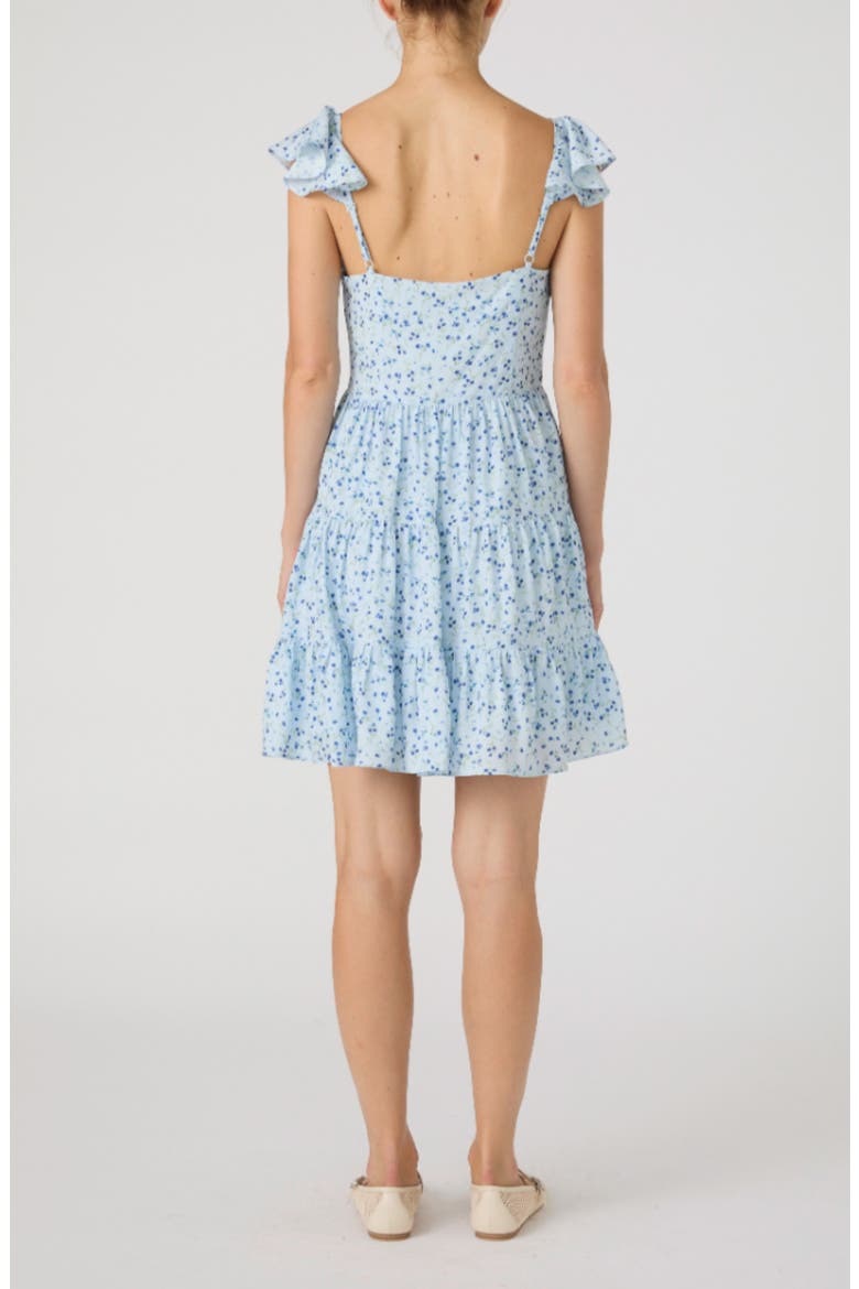 Kiva Tiered Crepe Minidress, Alternate, color, ICY BLUE