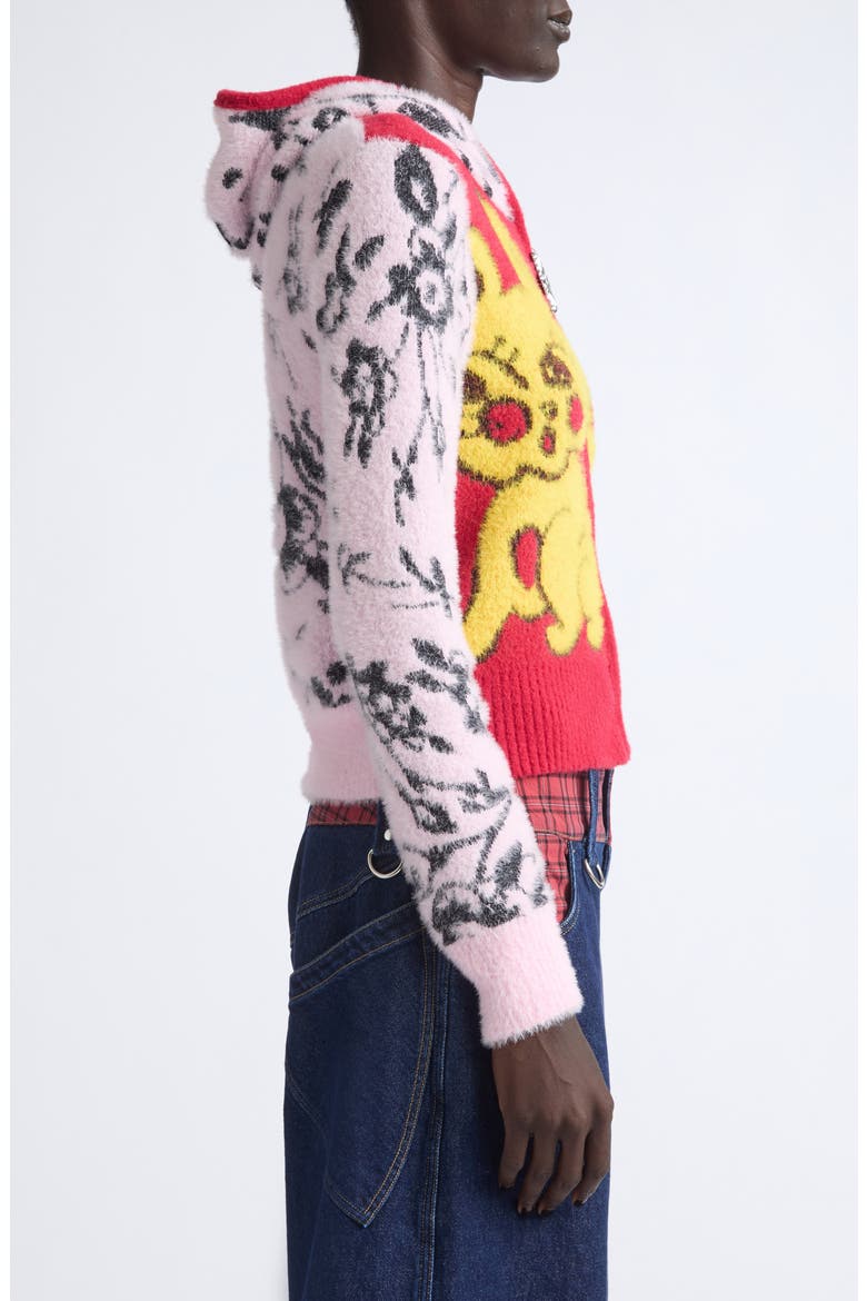 Squizzle Bun Bun Cardigan, Alternate, color, RED MULTI