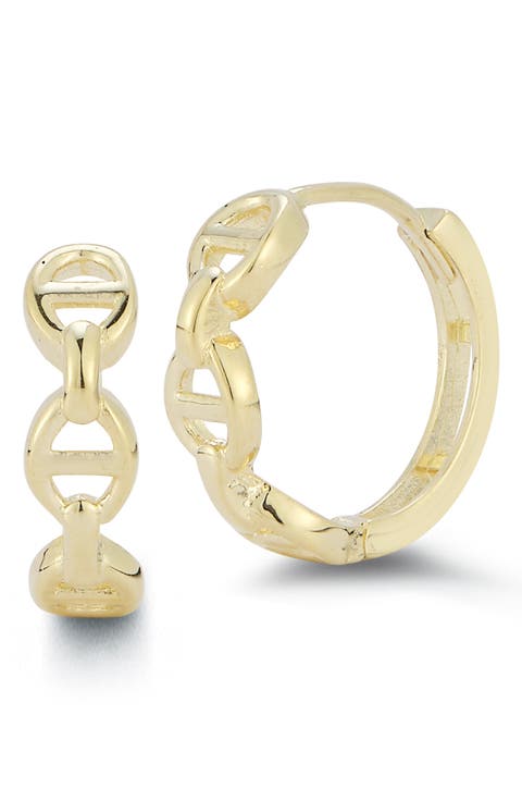 14K Gold Mariner Huggie Hoop Earrings