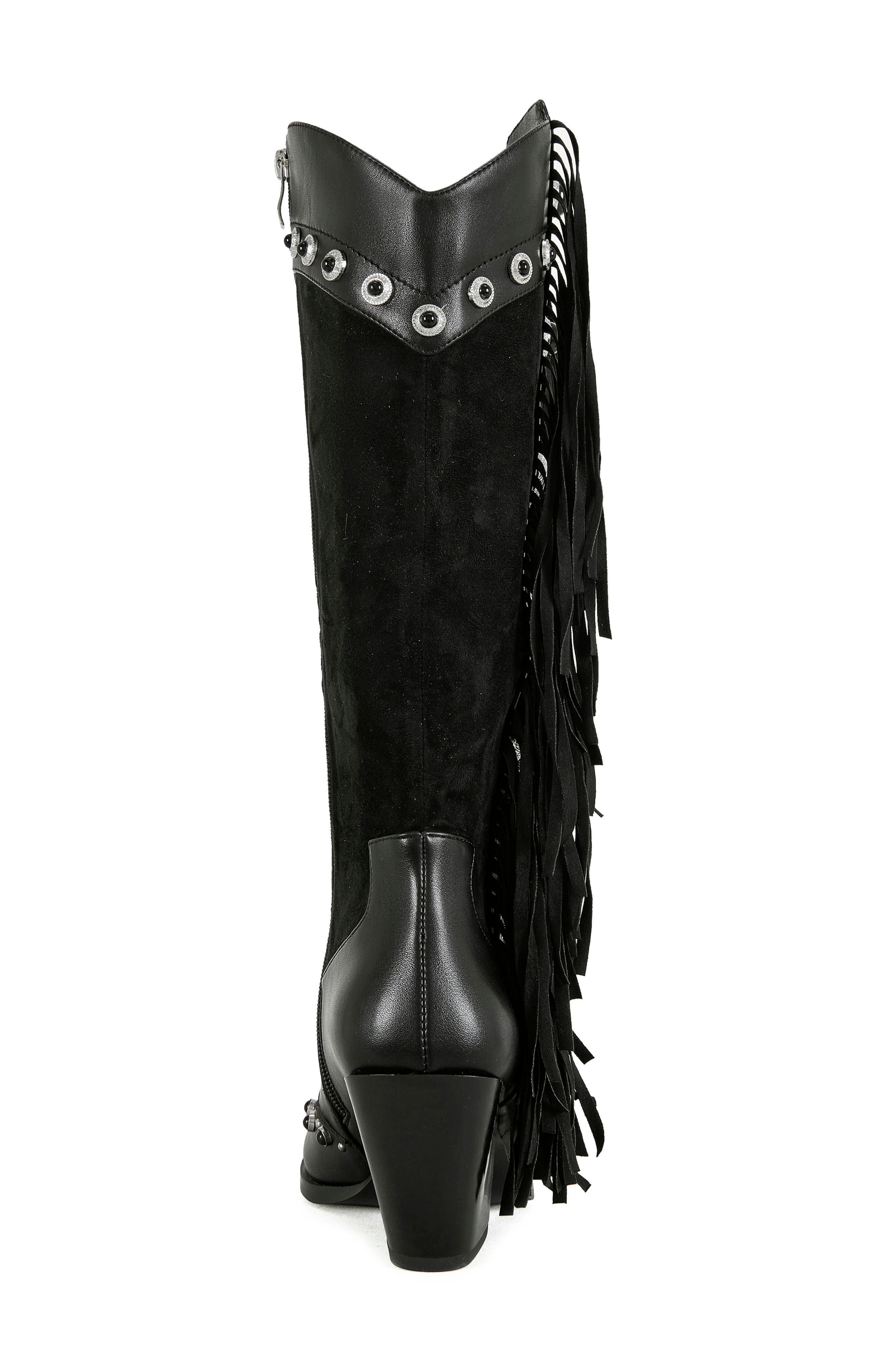 AZALEA WANG Pelagius Fringe Western Boot, Alternate, color, Black