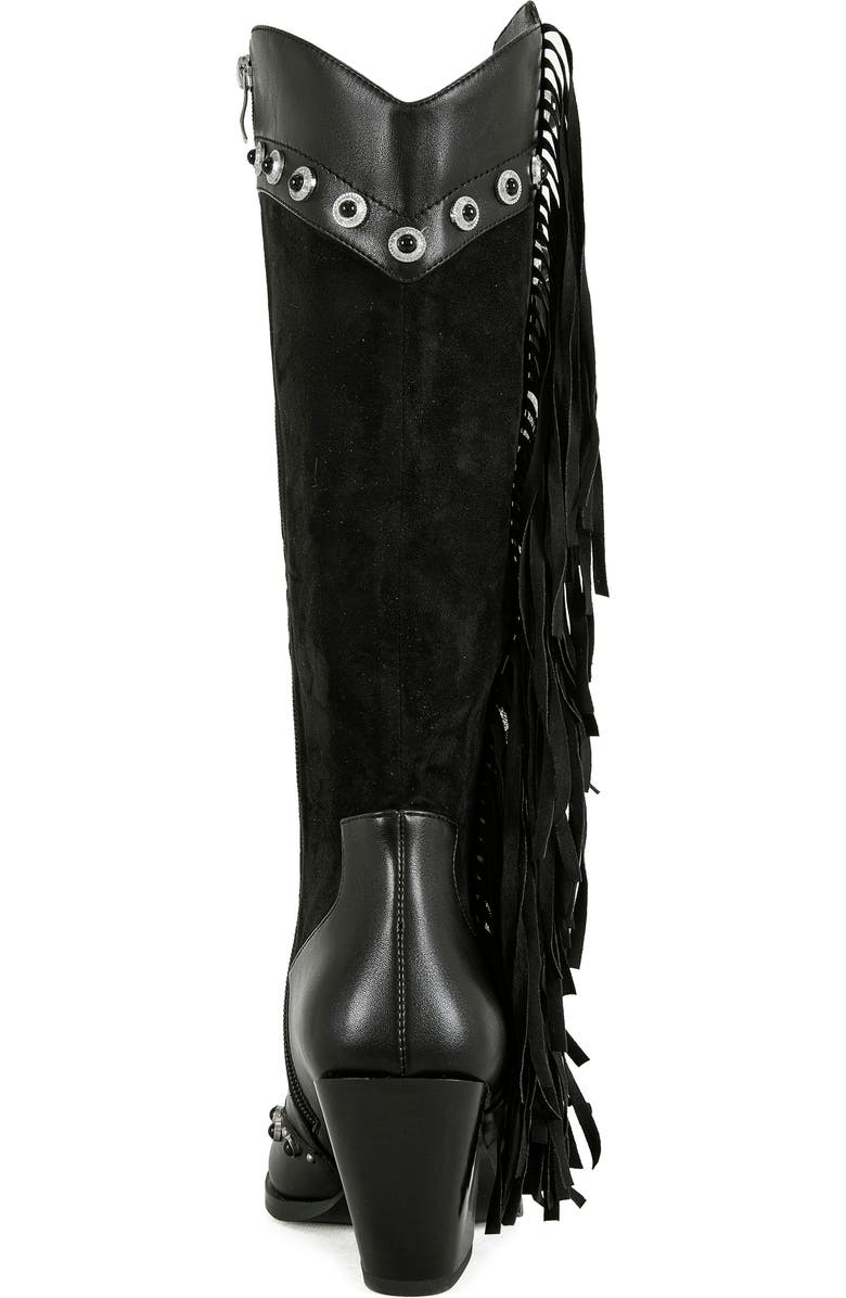 AZALEA WANG Pelagius Fringe Western Boot, Alternate, color, Black