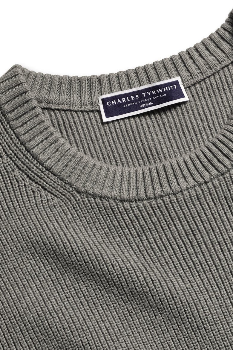 Cotton Rib Crew Neck Sweater, Alternate, color, Grey