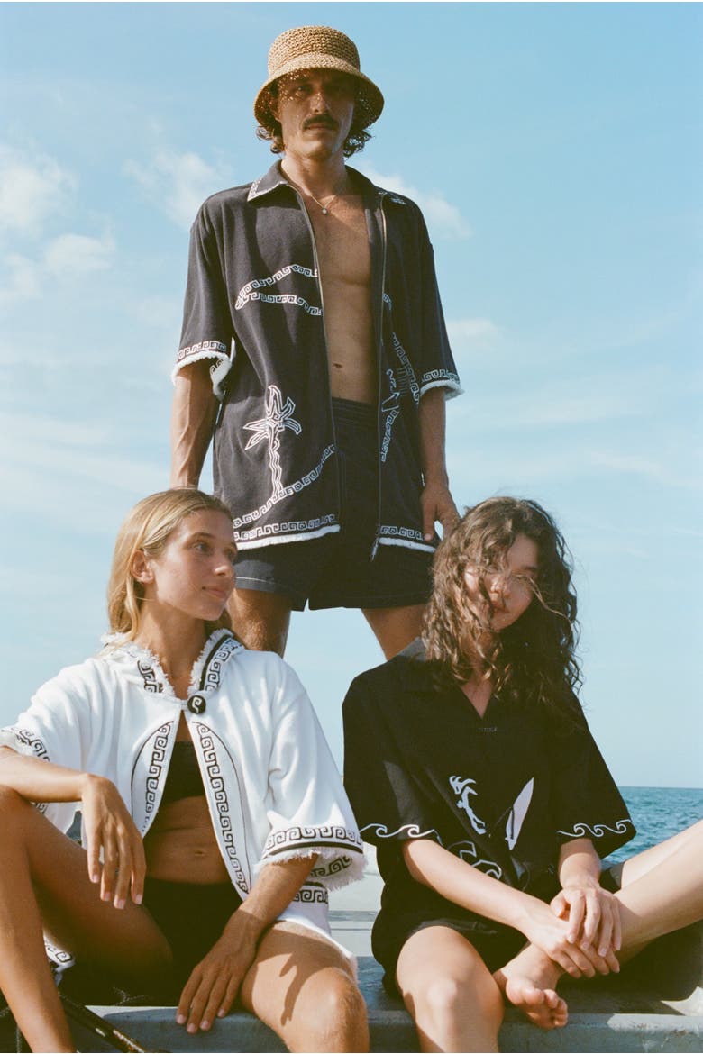 'Beach Break' Cabana ~ Relaxed Fit, Alternate, color, Black