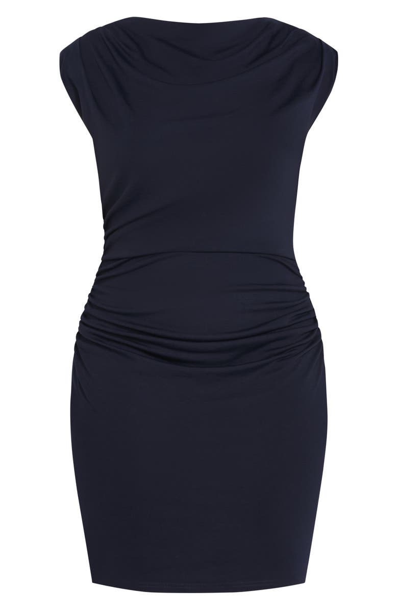 City Chic Kellie Cap Sleeve Ruched Sheath Dress, Alternate, color, Navy