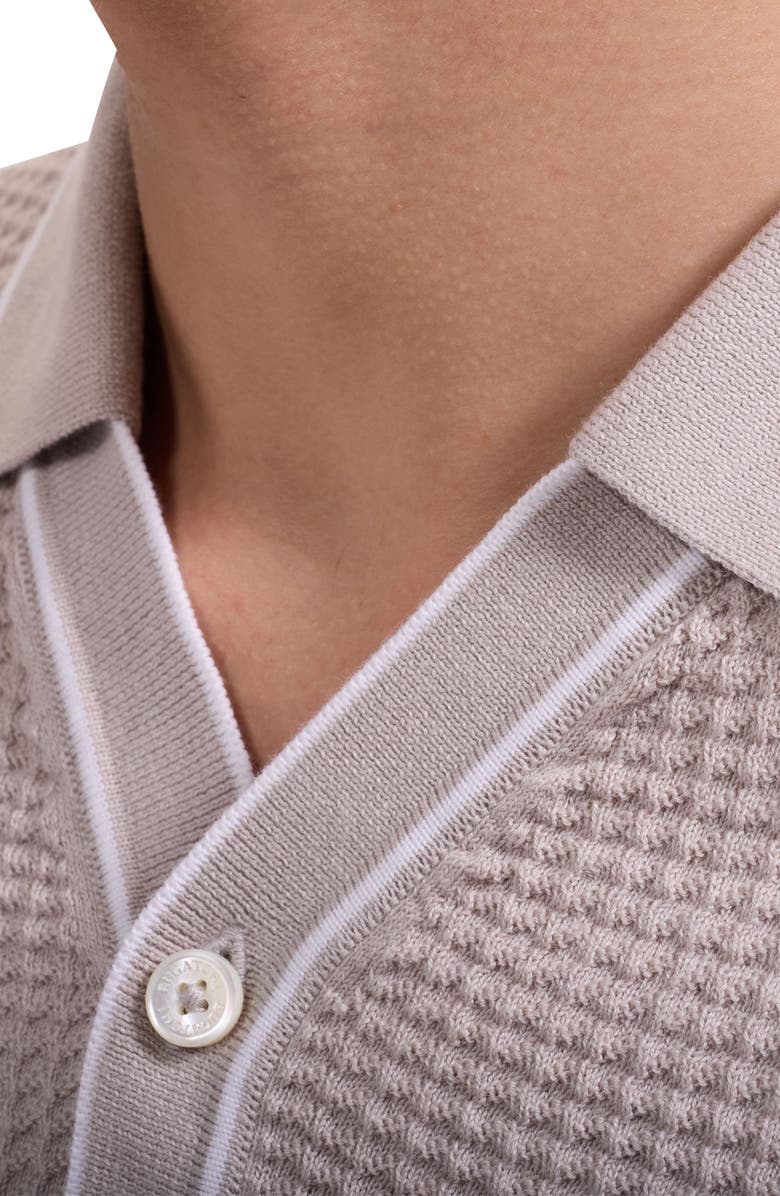 Bugatchi Waffle Stitch Polo Sweater, Alternate, color, Limestone