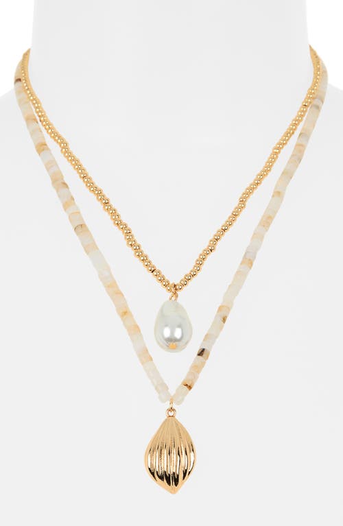 Nordstrom Rack Faux Pearl Layered Necklace In Gold