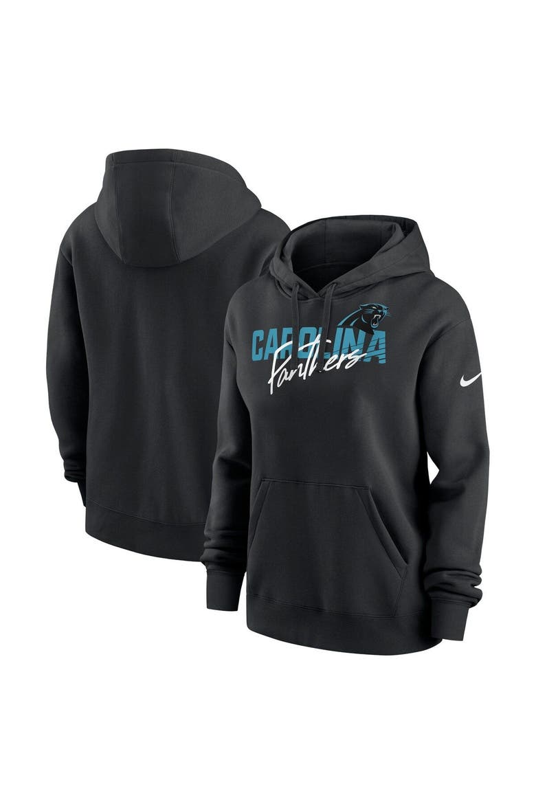 Women's Nike Black Carolina Panthers Wordmark Club Fleece Pullover Hoodie, Main, color, Black