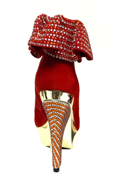 Lady Couture Venice Platform Wedge Bootie In Red
