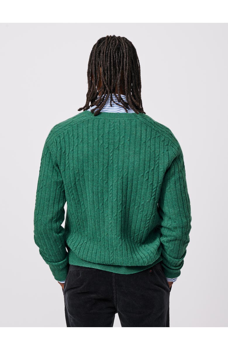 Aubin Leonard Wool Cable Sweater Cardigan, Alternate, color, Green