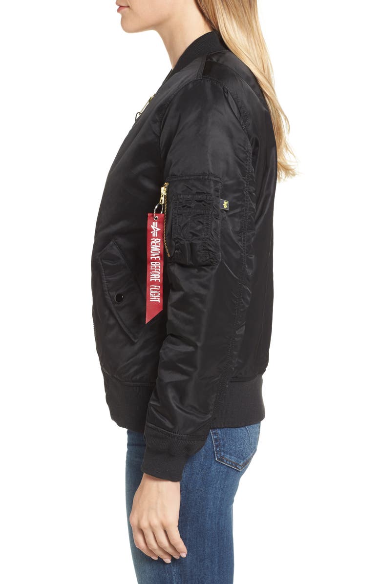 Alpha Industries MA-1 W Bomber Jacket, Alternate, color, Black