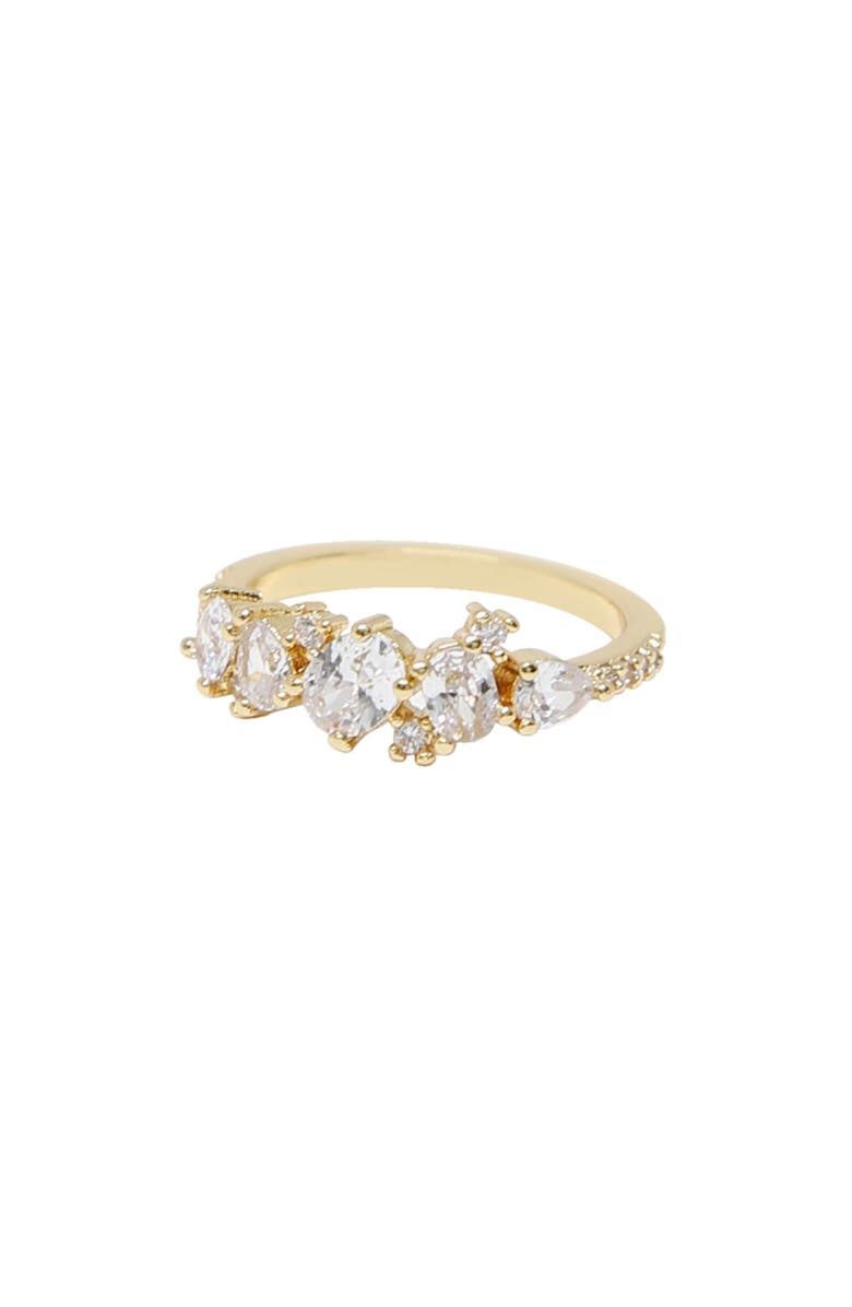 Ettika Cubic Zirconia Cluster Statement Ring, Main, color, Gold