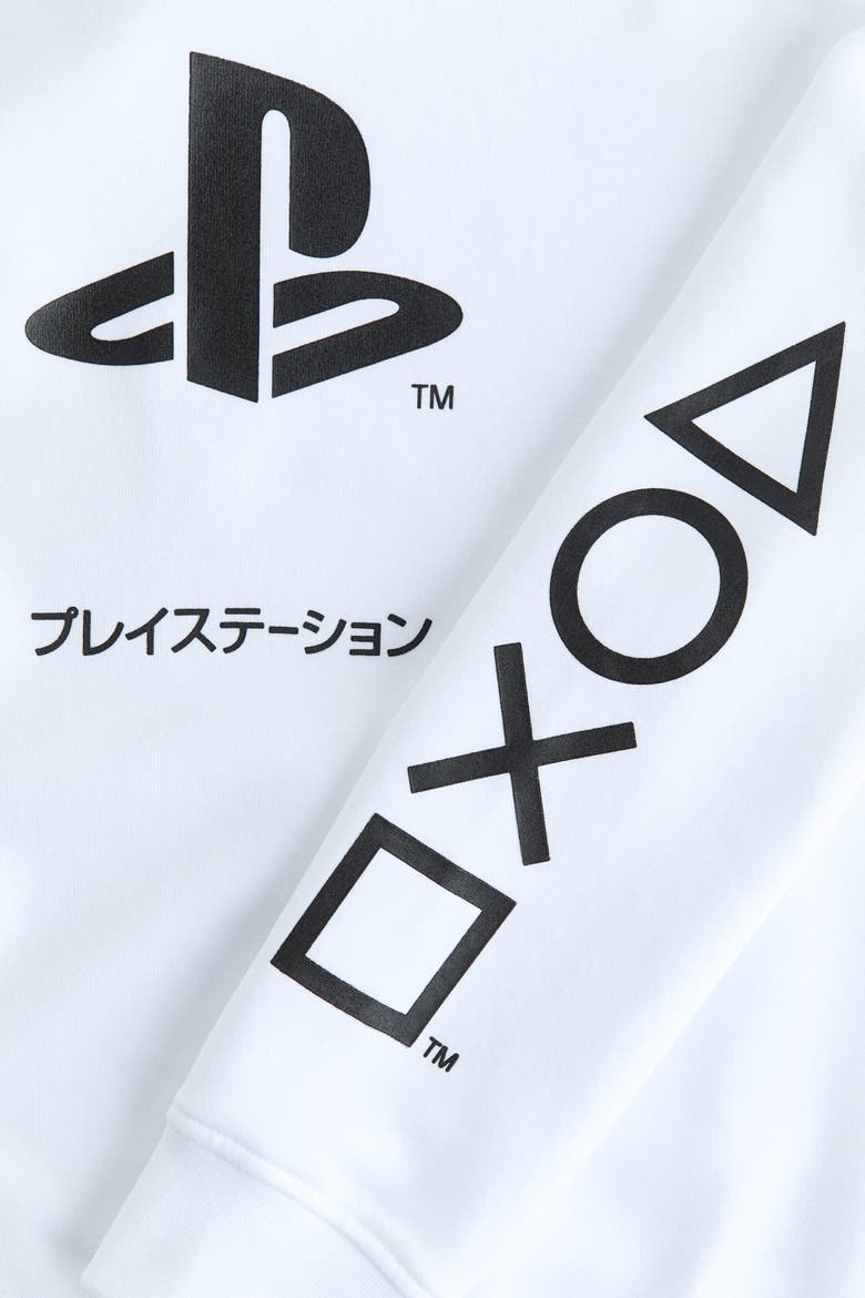 Print-motif Sweatshirt, Alternate, color, White/PlayStation