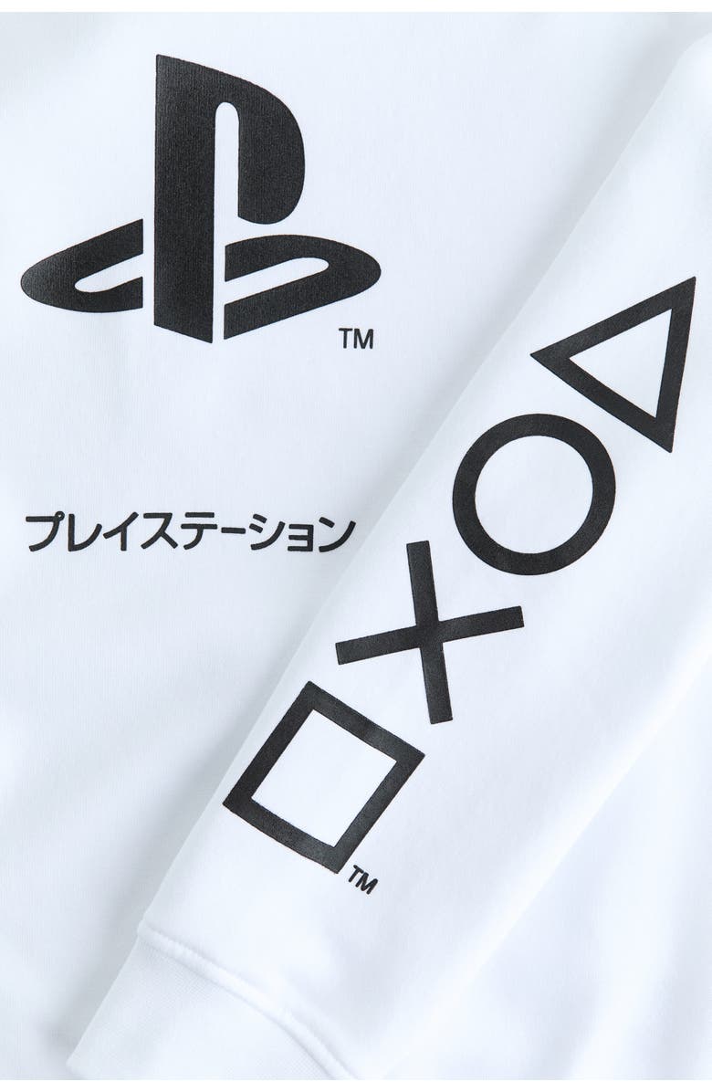 H&M Print-motif Sweatshirt, Alternate, color, White/Playstation