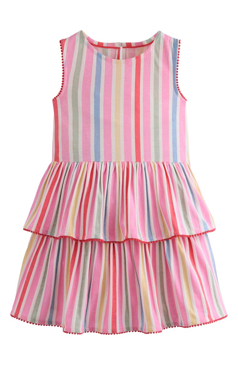 Mini Boden Kids' Jersey Ruffle Sundress, Main, color, Pink Stripe