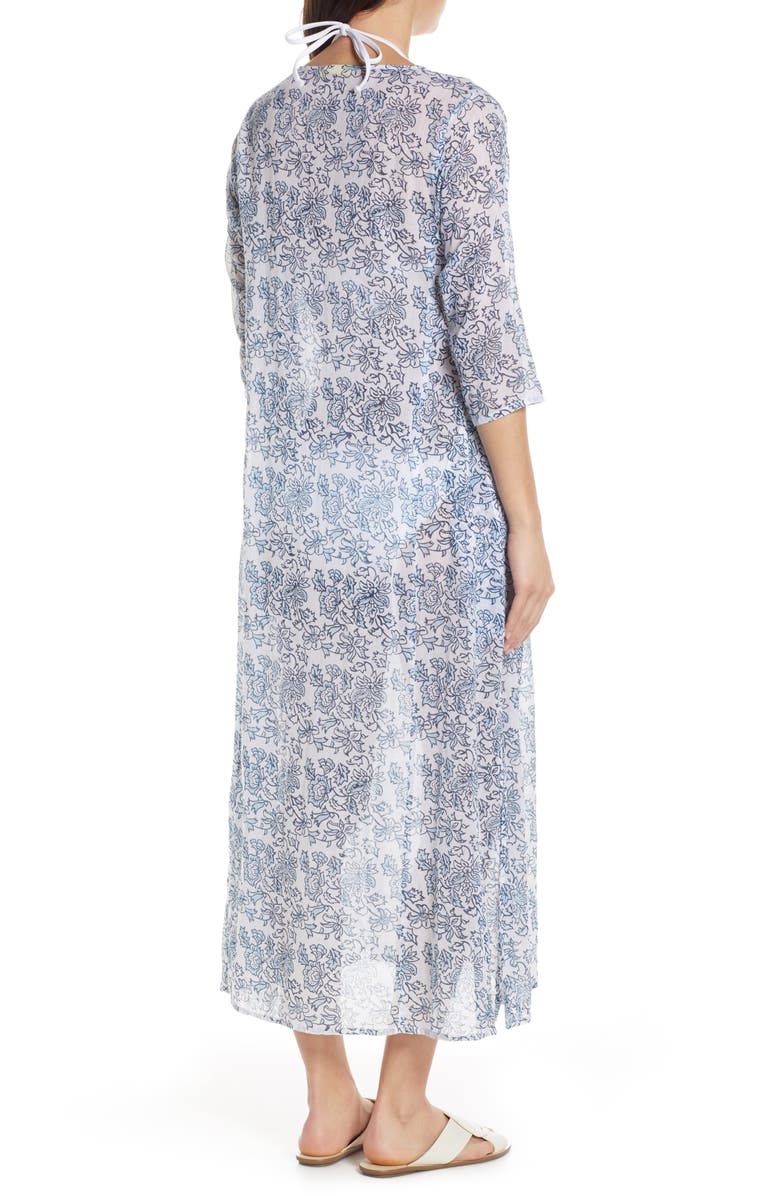 Roller Rabbit Printed Long Cover-Up Dress, Alternate, color, Cloud