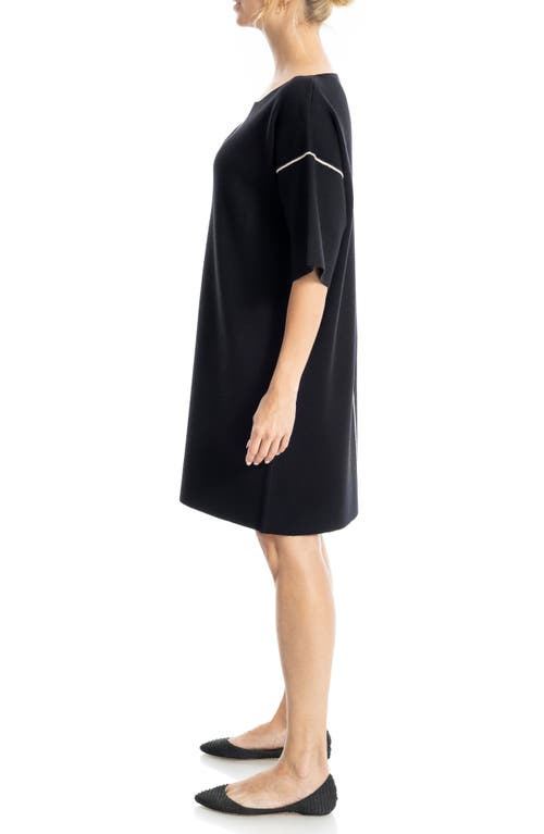 Max Studio Boxy Short Sleeve Sweater Dress In Black