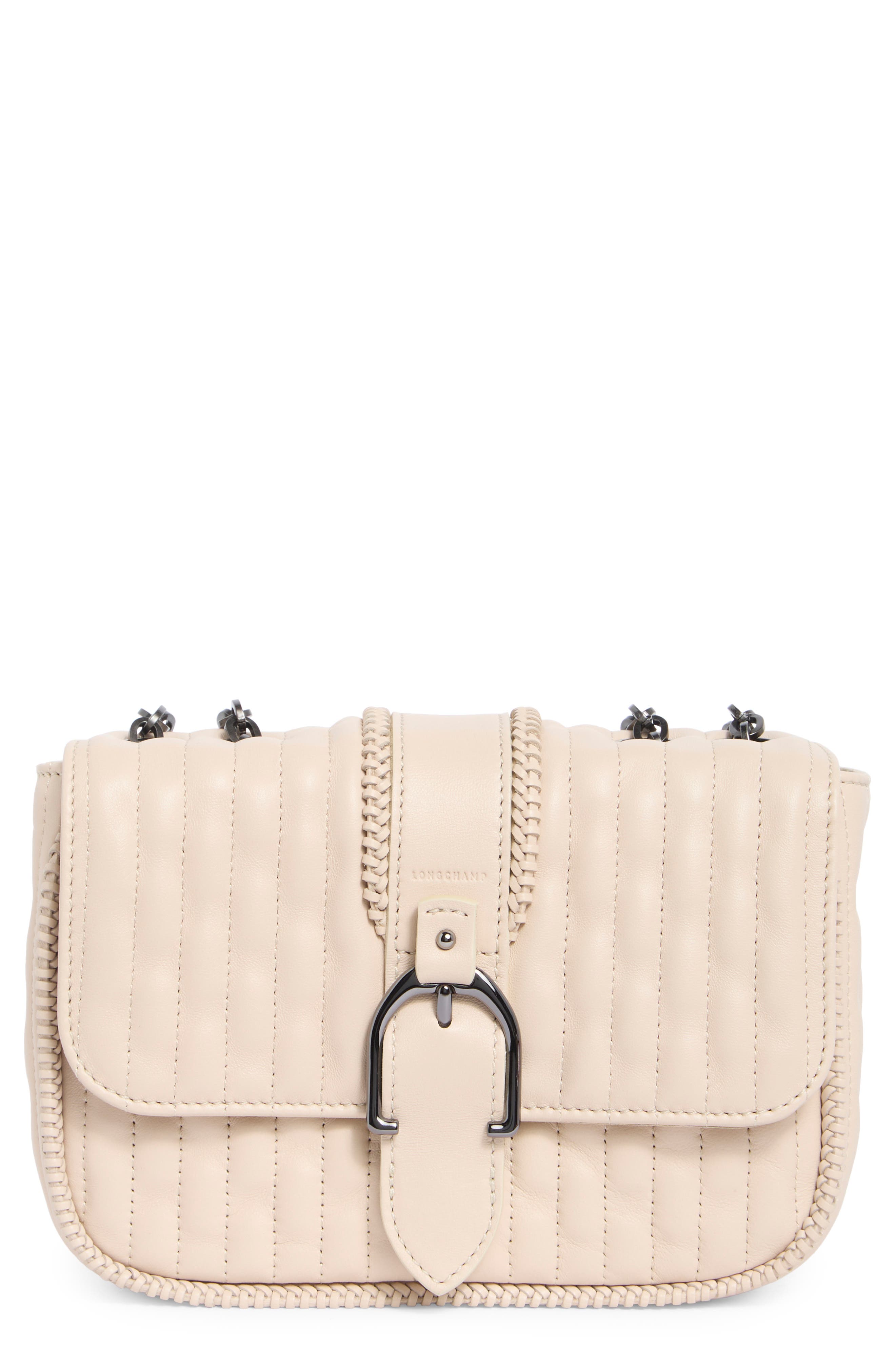 Longchamp Leather Crossbody Bag, Main, color, Chalk