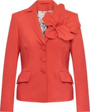 Maison Common Cool Wool Blazer With Flower Application
